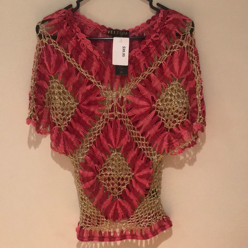 NWT Funky pink and gold cutout top